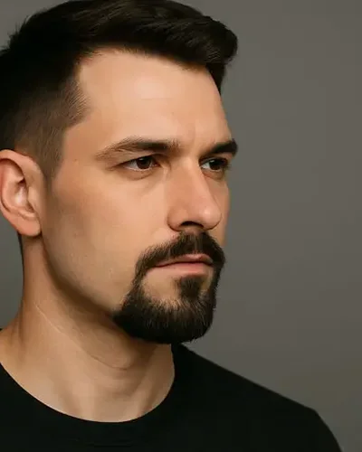 Homem com cavanhaque com bigode