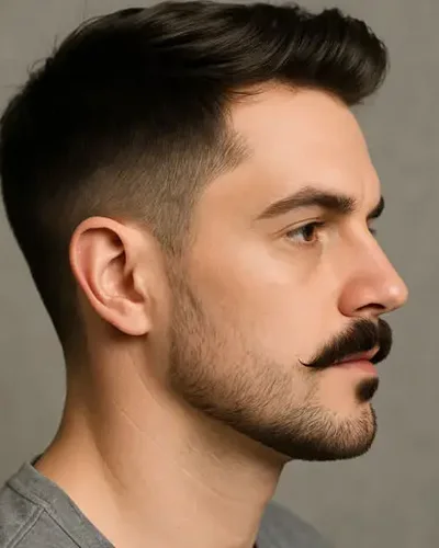 Homem com com bigode em destaque