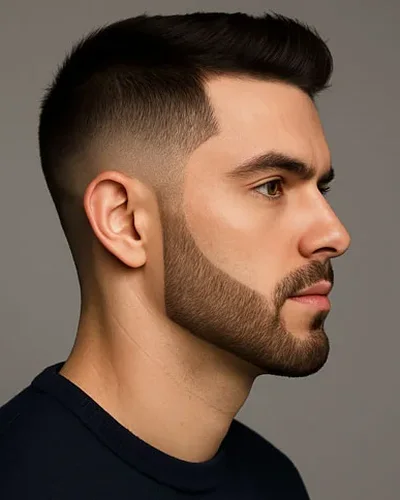 Homem com barba curta desenhada