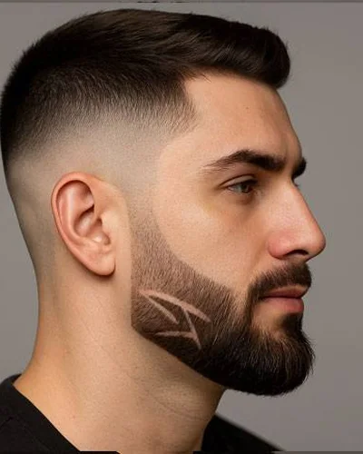 Homem com degradê com desenho