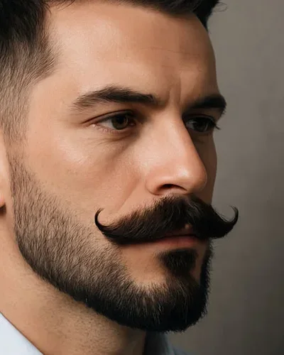 Homem com italiana com bigode em destaque