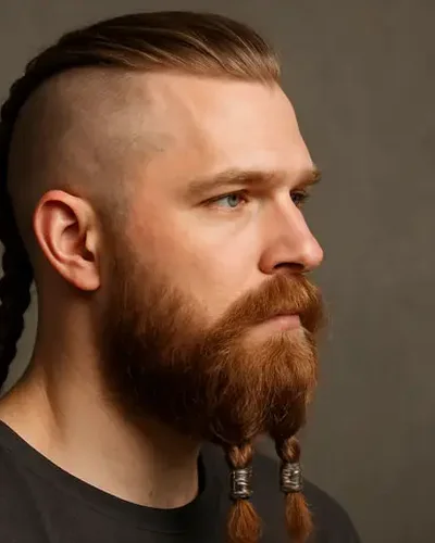 Homem com viking com tranças