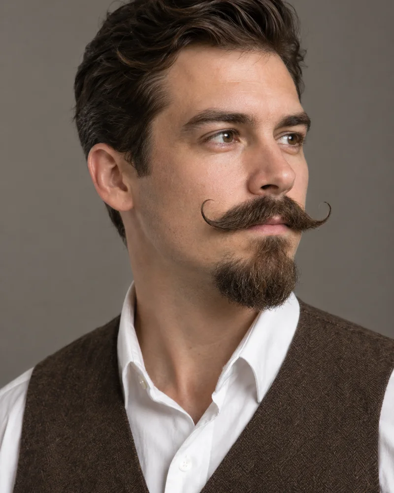 Homem com com bigode retrô (handlebar)