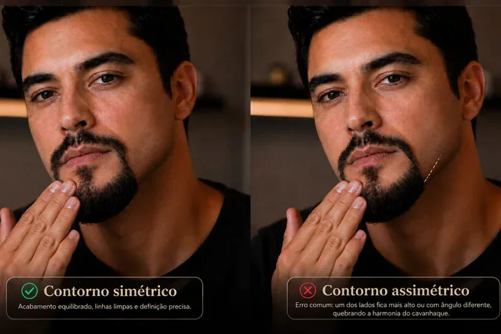 Comparação entre cavanhaque com contorno simétrico e com contorno assimétrico