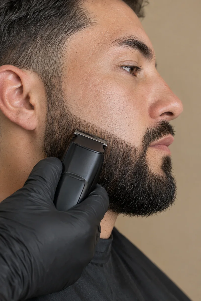 Exemplo de como desenhar linhas na barba