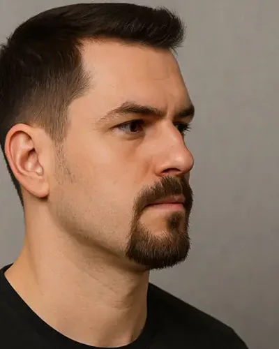 Homem com cavanhaque com bigode