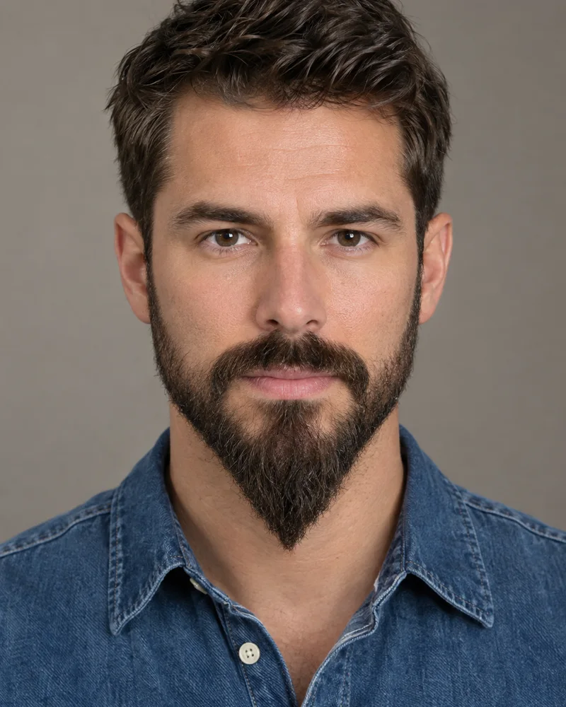Homem com barba pontuda