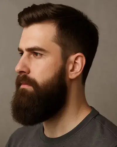 Homem com barba cheia com volume no queixo
