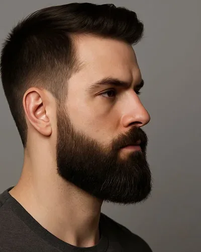 Homem com barba quadrada
